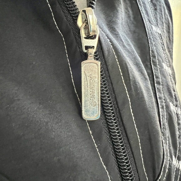 Janeve Windbreaker Jacket 80's 90's Black White Petite Large Retro Sport Vintage - Picture 4 of 16